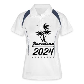 Barcelone 2024 - Polo respirant Femme - blanc/marine - Devant