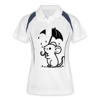 Maus - Frauen Polo atmungsaktiv - Weiß/Navy - Vorne
