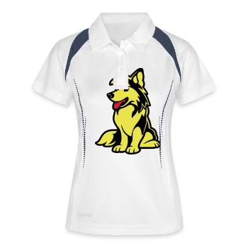 dog comic hund - Frauen Polo atmungsaktiv - Weiß/Navy - Vorne