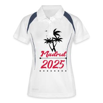 madrid 2025 - Frauen Polo atmungsaktiv - Weiß/Navy - Vorne