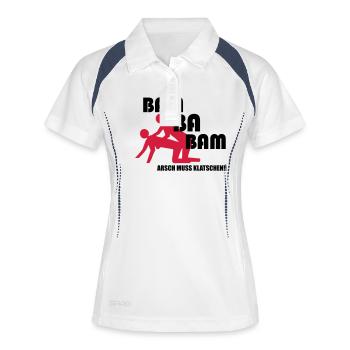 Arsch muss klatschen Bam ba Bam - Frauen Polo atmungsaktiv - Weiß/Navy - Vorne
