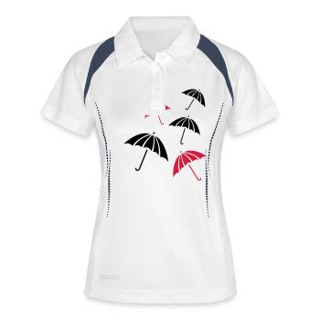 Pluie parapluie - Polo respirant Femme - blanc/marine - Devant
