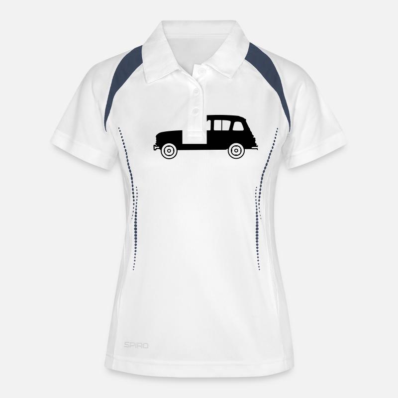 Youngtimer 4L profil - Polo respirant Femme - blanc/marine