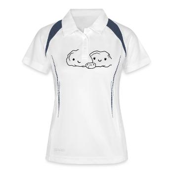 amour famille pierre avec enfant - Polo respirant Femme - blanc/marine - Devant
