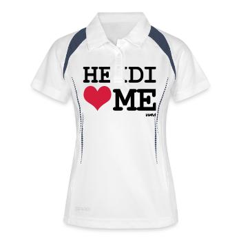 heidi loves me - Frauen Polo atmungsaktiv - Weiß/Navy - Vorne
