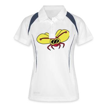 butterfly_pilot_3c - Frauen Polo atmungsaktiv - Weiß/Navy - Vorne