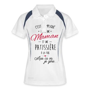 maman et patissière - Polo respirant Femme - blanc/marine - Devant