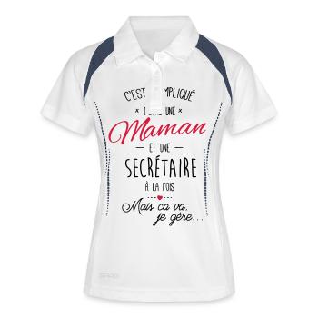 maman et Secrétaire - Polo respirant Femme - blanc/marine - Devant