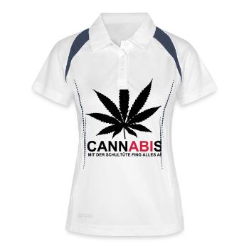 ABIMOTTO - Cannabis - AVEC LA schultüte TOUT A - Polo respirant Femme - blanc/marine - Devant
