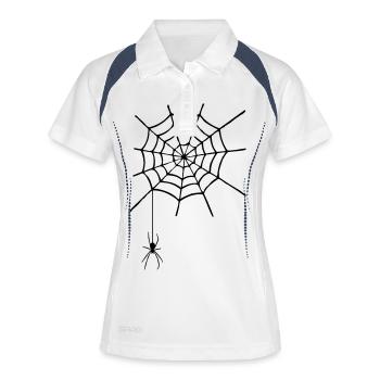 Toile d'araignée avec araignée - Polo respirant Femme - blanc/marine - Devant