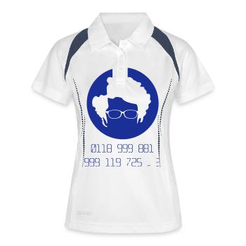 T-Shirt "Moss 118" schart (Flexdruck) - Frauen Polo atmungsaktiv - Weiß/Navy - Vorne