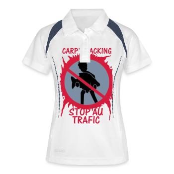 Stop au trafic "CARP'S JACKING" - Polo respirant Femme - blanc/marine - Devant
