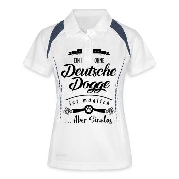 deutsche dogge leben - Frauen Polo atmungsaktiv - Weiß/Navy - Vorne