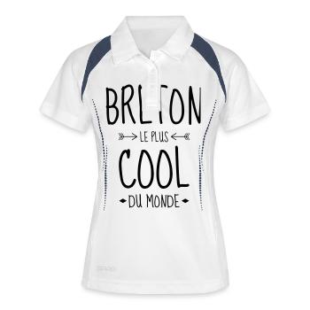 Bretagne / Breton / Bretonne / BZH / Breizh - Polo respirant Femme - blanc/marine - Devant