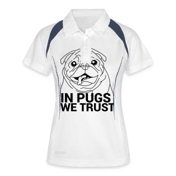 In pugs we trust - Frauen Polo atmungsaktiv - Weiß/Navy - Vorne