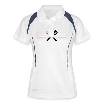 Grill Besteck Grillen Symbol - Frauen Polo atmungsaktiv - Weiß/Navy - Vorne