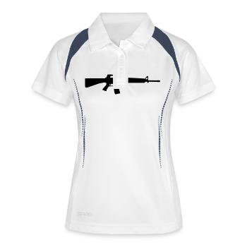 gun rifle weapon military m16 - Polo respirant Femme - blanc/marine - Devant
