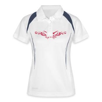 Western Tribal Tattoo mono - Frauen Polo atmungsaktiv - Weiß/Navy - Vorne