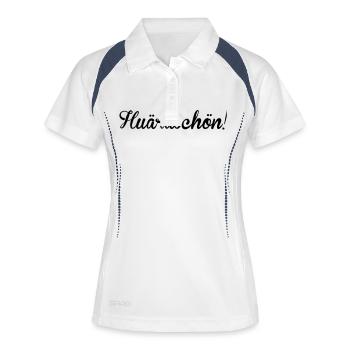 Huäraschön - Frauen Polo atmungsaktiv - Weiß/Navy - Vorne