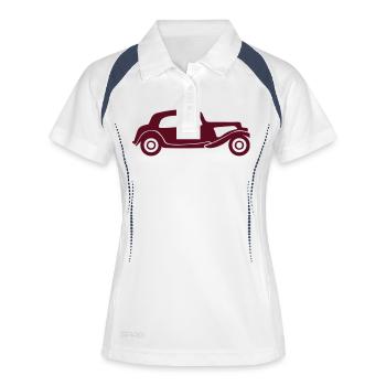 voiture ancienne vieille7 vintage - Polo respirant Femme - blanc/marine - Devant