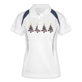 Weihnachten - Weihnachtsbäume Sterne - Frauen Polo atmungsaktiv - Weiß/Navy - Vorne