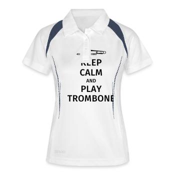 keep calm and play trombone - Polo respirant Femme - blanc/marine - Devant