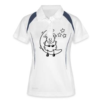 Lune moutons v1 - Polo respirant Femme - blanc/marine - Devant
