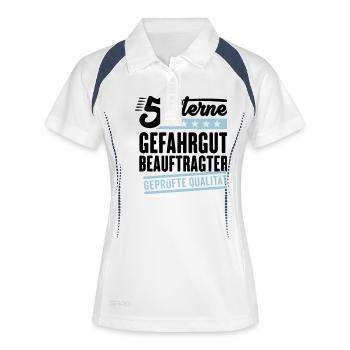 5Sterne Gefahrgutbeauftragter - Frauen Polo atmungsaktiv - Weiß/Navy - Vorne