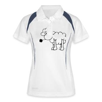 Les moutons avec du trèfle - Polo respirant Femme - blanc/marine - Devant