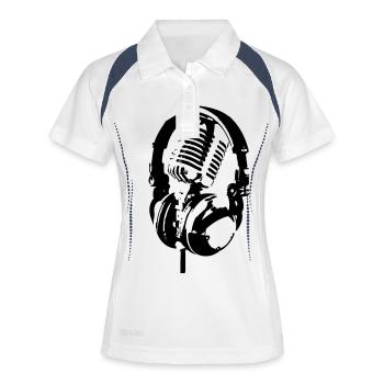Mice ´n Phones - Frauen Polo atmungsaktiv - Weiß/Navy - Vorne