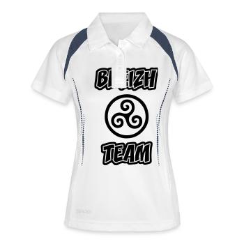 Triskel breizh Team - Frauen Polo atmungsaktiv - Weiß/Navy - Vorne