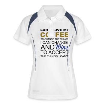 Coffee & Wine - Frauen Polo atmungsaktiv - Weiß/Navy - Vorne