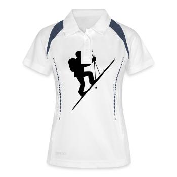 Skitourengeher am steilen Berghang - Frauen Polo atmungsaktiv - Weiß/Navy - Vorne