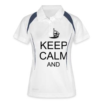 Keep calm and YOUR TEXT - Frauen Polo atmungsaktiv - Weiß/Navy - Vorne