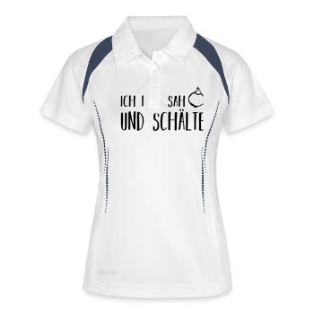 ich kam, sah und schälte - Frauen Polo atmungsaktiv - Weiß/Navy - Vorne