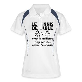 Le tennis de table - Polo respirant Femme - blanc/marine - Devant