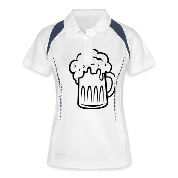 bière 001 - Polo respirant Femme - blanc/marine - Devant