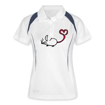 Mausi-Herz - Frauen Polo atmungsaktiv - Weiß/Navy - Vorne