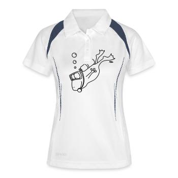 grenouille plongée - Polo respirant Femme - blanc/marine - Devant