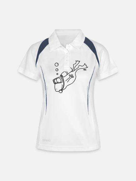 Frosch Taucher - Frauen Polo atmungsaktiv - Weiß/Navy