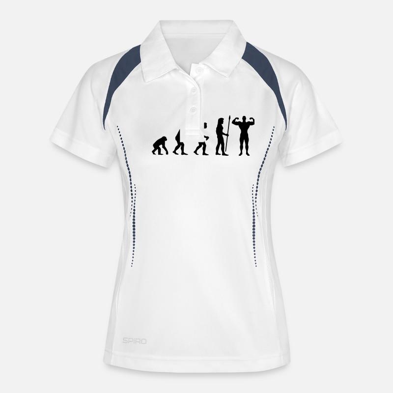evolution_bodybuilding2 - Frauen Polo atmungsaktiv - Weiß/Navy