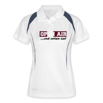 Open Air - ... und unten sie! - Frauen Polo atmungsaktiv - Weiß/Navy - Vorne