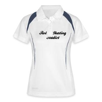 roller skating addict - Polo respirant Femme - blanc/marine - Devant