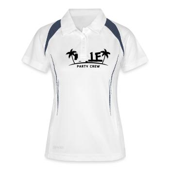 malle party crew - Frauen Polo atmungsaktiv - Weiß/Navy - Vorne