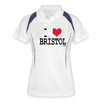 ich liebe bristol by wam - Frauen Polo atmungsaktiv - Weiß/Navy - Vorne