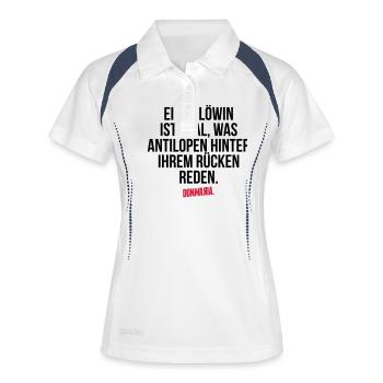 Löwin - Frauen Polo atmungsaktiv - Weiß/Navy - Vorne