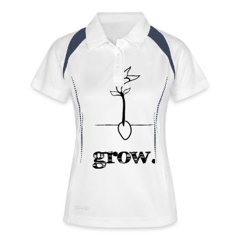 grow. - Frauen Polo atmungsaktiv - Weiß/Navy - Vorne