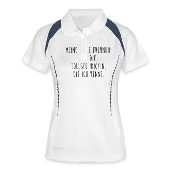 Beste Freundin - Frauen Polo atmungsaktiv - Weiß/Navy - Vorne