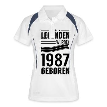 1987 - Frauen Polo atmungsaktiv - Weiß/Navy - Vorne