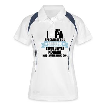 je suis un papa spécialiste du barbecue - Polo respirant Femme - blanc/marine - Devant
